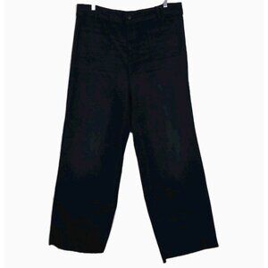 Oat New York Jean Women 18W Black Wide Leg High Rise Raw Hem Stretch GrungeGoth